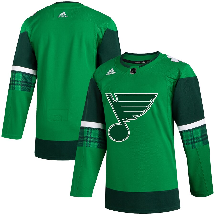 Cheap St. Louis Blues Blank Men Adidas 2020 St. Patrick Day Stitched NHL Jersey Green